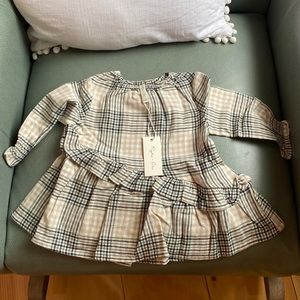 NWT Rylee+Cru Green,Black and Tan Plaid Ruffle Dress